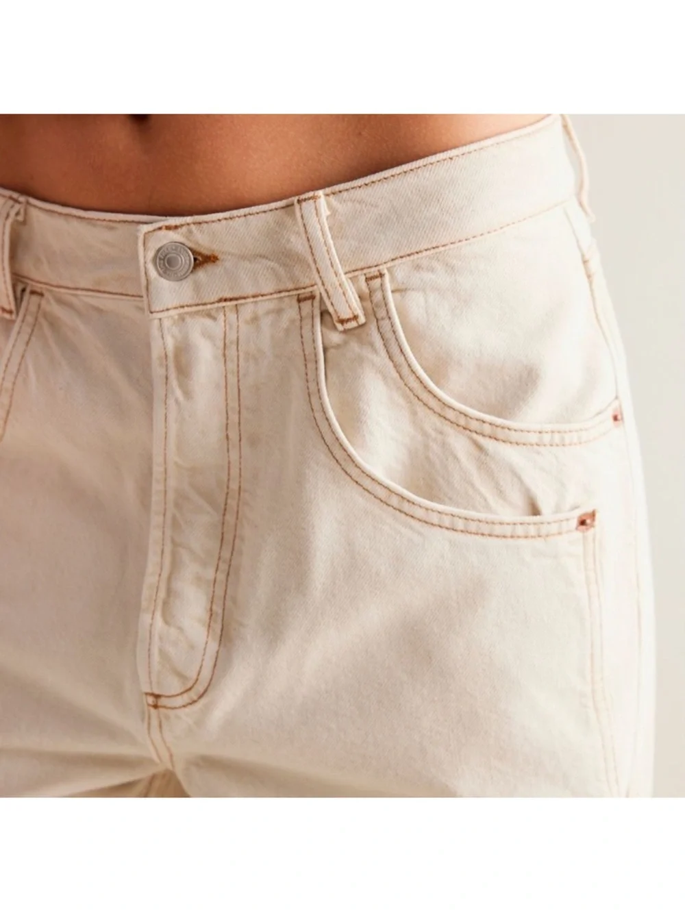 We The Free Cream Low Rise Wide Leg Jeans - Picture 8 of 10